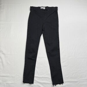Free People Black Skinny Jeans size 26 raw frayed hem stretchy pull on pants